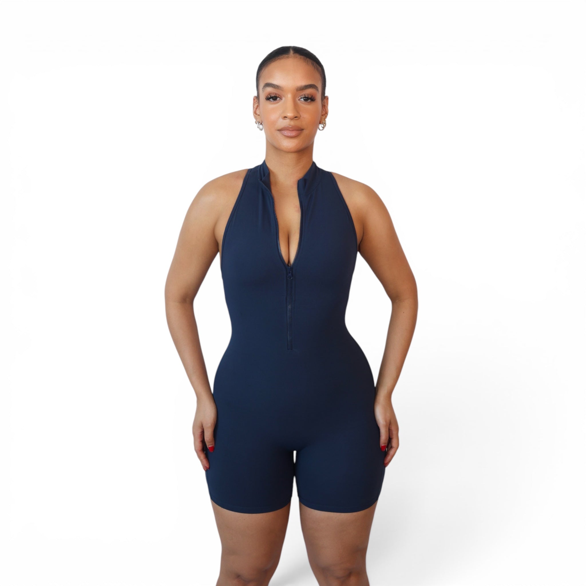 Navy Zip-Up Jumpsuit